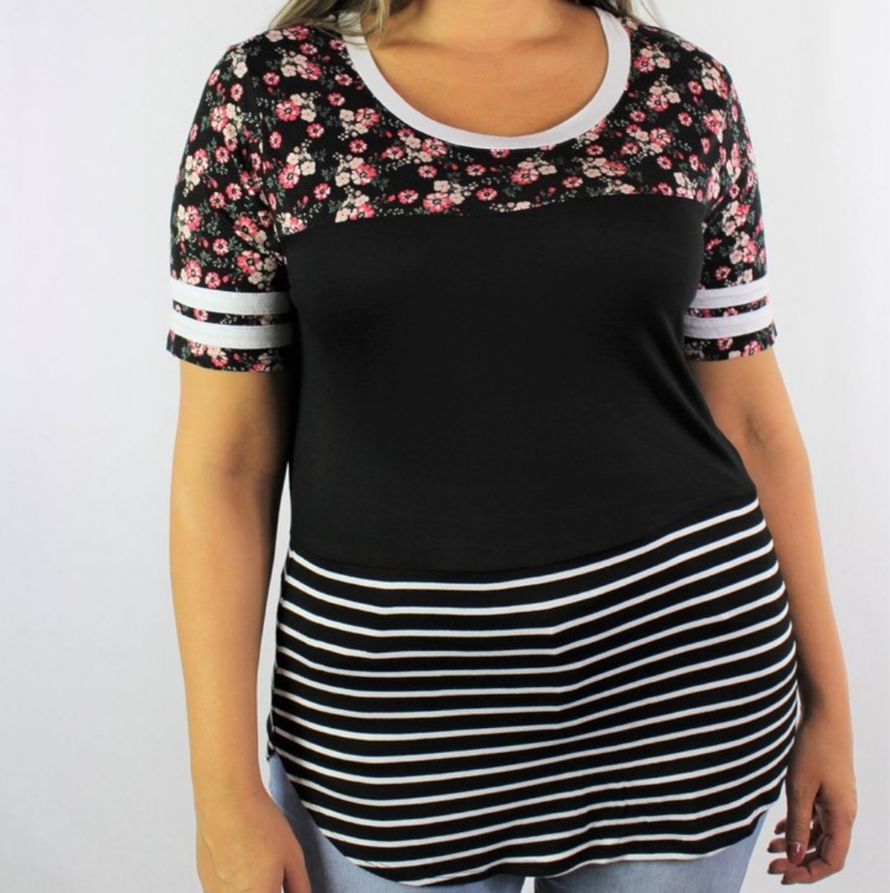 New Junior's Boutique floral striped color block